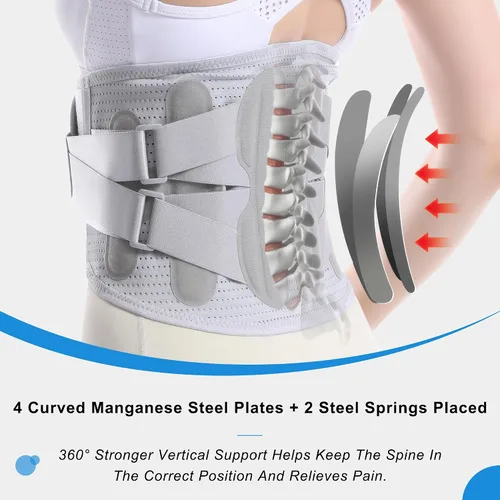 Vista 2 de Soporte de espalda para aliviar el dolor de espalda baja para mujeres, cinturón de apoyo lumbar ajustable, malla transpirable para hernia de disco