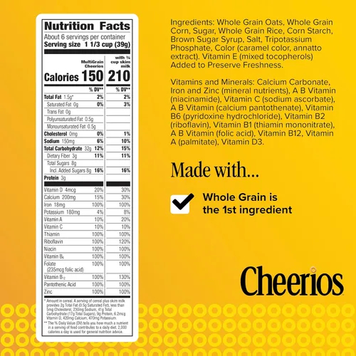 Vista 2 de Cheerios multigrano, cereales para el desayuno saludables para el corazón, sin gluten, 9 onzas