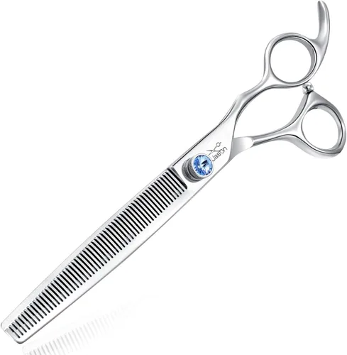Vista 9 de JASON - Tijeras de aseo para perros de 7 pulgadas, más delgadas, ergonómicas, curvas, rectas, para cortar el pelo de las mascotas, con remate