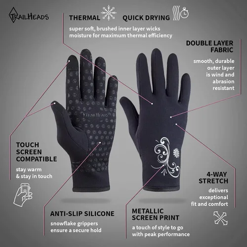 Vista 2 de TrailHeads Guantes de correr para mujer Guantes para pantalla táctil Accesorios para correr de invierno