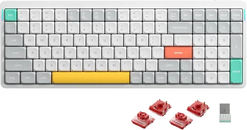 Vista 16 de nuphy Teclado mecánico inalámbrico Air96 V2, teclado retroiluminado RGB de 100 teclas, compatible con Bluetooth 5.1, 2.4G y conexión con cable