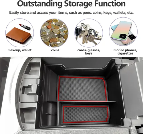 Vista 4 de LUWU Bandeja organizadora para consola central Ford Edge 2024 2020 2021 2022 2023 2024 Ford Edge SE/SEL/ST-Line/Titanio/ST, organizador de consola