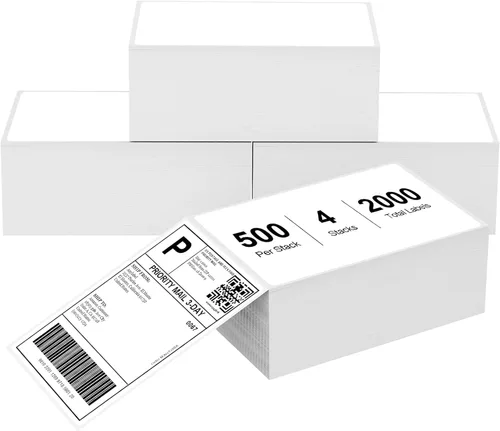 Vista 13 de Etiqueta térmica directa de 2 x 1 pulgadas, papel para códigos de barras, franqueo, dirección, perforada y compatible con impresoras Rollo, Zebra