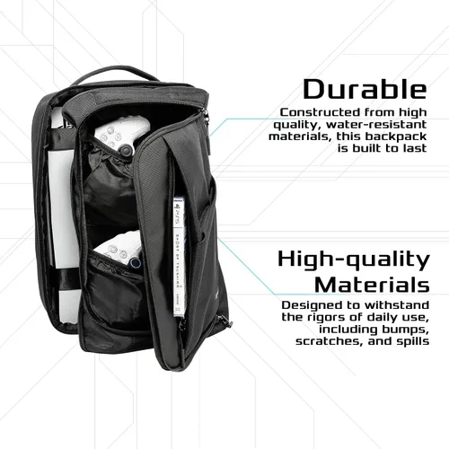 Vista 2 de Ezgnuk Game Backpack for PS5 Console, Protective Travel Carrying Case, Large Capacity Storage Bag with Zippered Pocket for PlayStation 5, Laptop