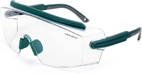 Vista 2 de UKNOW Gafas de seguridad sobre lentes, lente envolvente transparente antivaho ANSI Z87.1; estuche portátil para gafas de seguridad con clip