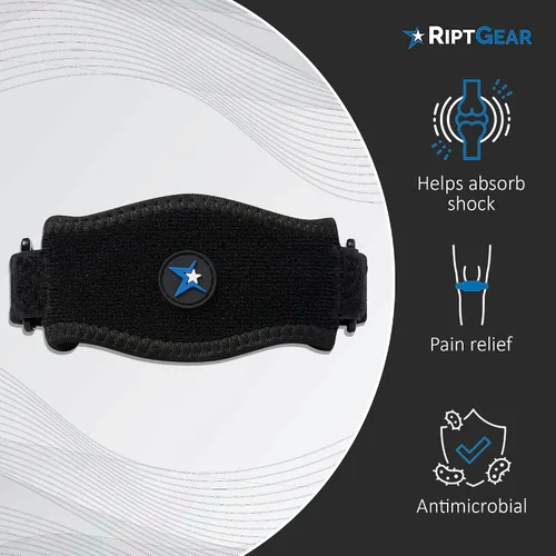 Vista 6 de RiptGear Codera de tenis para mujeres y hombres, codera para tendinitis y codo de tenista, correa para el codo para aliviar el dolor de tendón, Azul