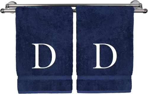 Vista 105 de Toalla de mano monogramada, regalo personalizado, juego de 2 - Toalla bordada con letra de bloque dorada - Extra absorbente 100% algodón turco
