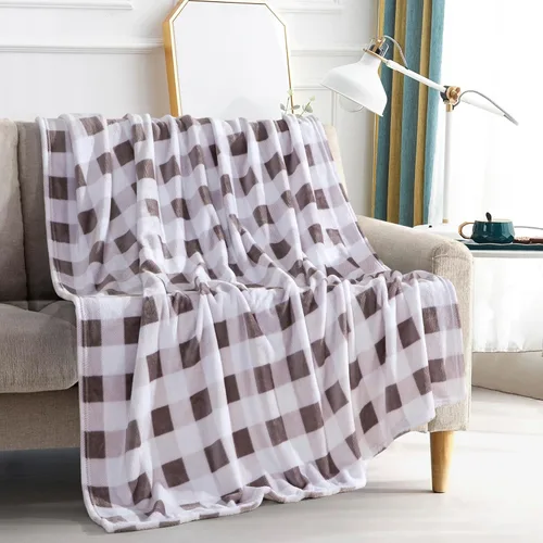 Vista 32 de Elegant Comfort - Manta de vellón muy suave y aterciopelada, con estampado navideño, a cuadros escoceses, de 50 x 60 pulgadas (búfalo negro)