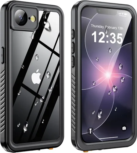 Vista 41 de ANTSHARE Funda impermeable IP68 para iPhone 16, negro/transparente Lente incorporada/protector de pantalla, protección militar contra caídas, funda