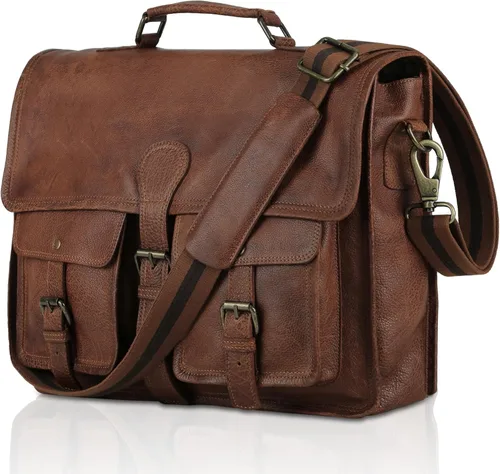 Vista 7 de Maletín de cuero 18 pulgadas portátil bolso de mensajero para hombres y mujeres mejor bolso de oficina