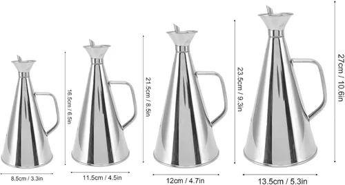 Vista 2 de TITA-DONG Botella dispensadora de aceite de acero inoxidable 304, olla de aceite de oliva con tapa y mango ergonómico, olla de aceite de cocina a