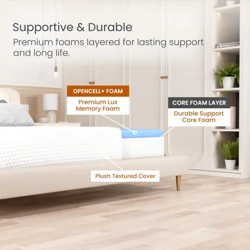 Vista 2 de Layla The Essential Mattress de 9 pulgadas Espuma viscoelástica certificada CertiPUR-US Obtén un flujo de aire mejorado con una sensación