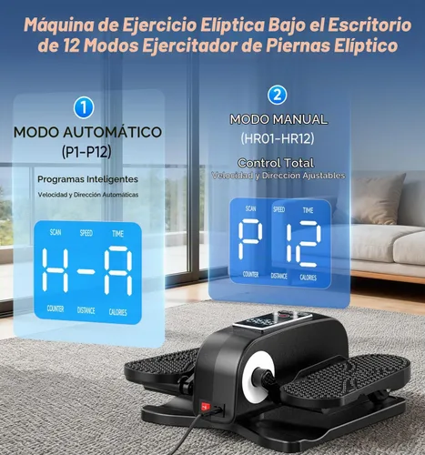 Vista 4 de HOMGIM Under Desk Elliptical Machine - Quiet Motorized Leg Exerciser with Smart Remote, 12-Speed Manual Programs Auto/3 Auto Programs LCD Display &