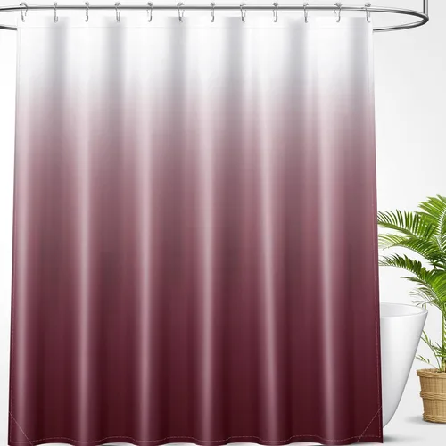 Vista 13 de OLANLY Juego de cortinas de ducha de lujo beige y blanco degradado con 12 ganchos, cortinas de ducha decorativas impermeables y lavables para baño