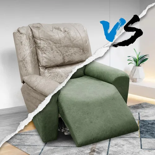 Vista 132 de Fundas para Sillón de 2 Piezas con Cojín en T, Fundas de Aspecto de Cuero para Sofá, Fundas para Sillas, Protector de Muebles Elástico, Funda