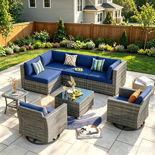 Vista 68 de HOOOWOOO Patio Sectional Furniture Set,2 Piece Couch Set with 2 Matching Armless Chairs(Beige)