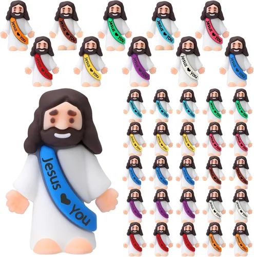 Vista 20 de Bememo 25 figuras de Jesús pequeñas figuras de Jesús, color blanco