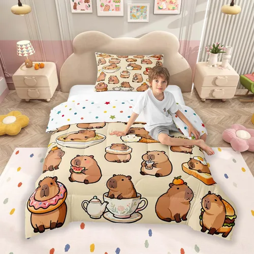 Vista 10 de Jejeloiu Juego de edredón deportivo para niños de tamaño individual, edredón de juego de béisbol para niños y niñas, juego de edredón transpirable