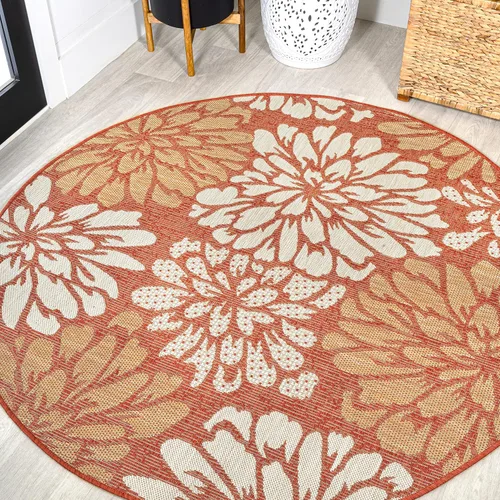 Vista 44 de JONATHAN Y Alfombra Corredor de Tejido Texturizado Floral para Interiores y Exteriores 2X8 Marrón/Crema, Zinnia Moderna para Patio Trasero, Patio