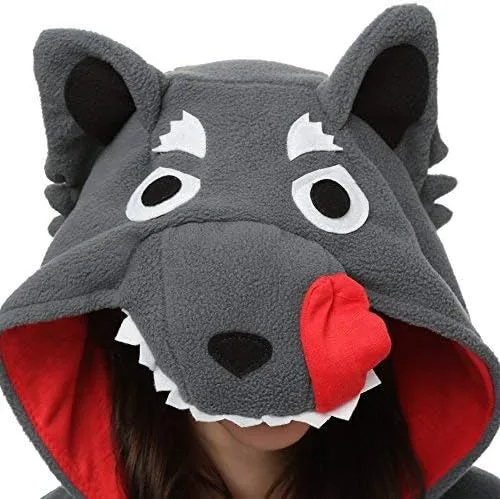 Vista 3 de Disfraz unisex de Halloween para adultos, de una pieza de animal lobo