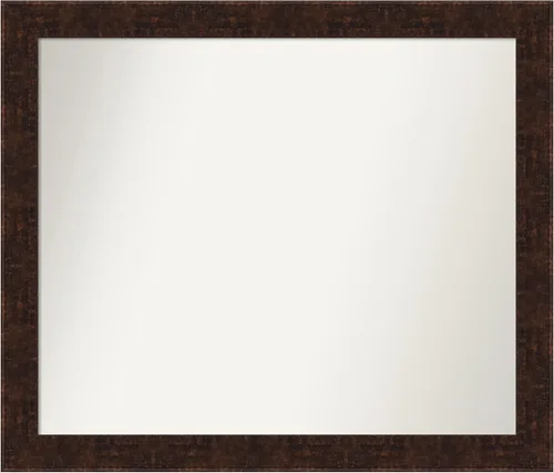 Vista 117 de Amanti Art Espejo de baño de bronce para sobre fregadero, 24 x 24 pulgadas, espejo de tocador cuadrado estrecho de bronce Manhattan, marco de madera