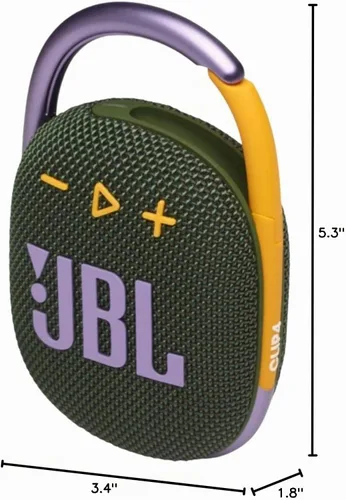 Vista 10 de JBL Paquete de altavoces Bluetooth portátil Clip 4 con bolsa de transporte protectora CCI Deluxe (verde)