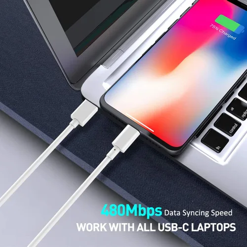 Vista 3 de Suswillhit Cable USB C a Lightning de 3 pies con certificación MFi de Apple, cable de carga rápida para iPhone 12/12 Mini/12 Pro/12 Pro Max/11