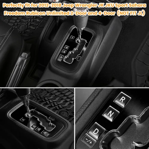 Vista 2 de Cubierta interior, engranaje marco de terminación de aluminio, accesorios para Jeep Wrangler 2011 2012 2013 2014 2015 2016 2017 E-cowlboy, Negro