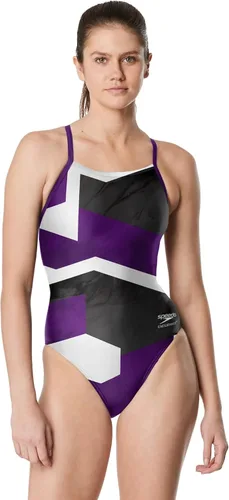 Vista 4 de Speedo Traje de baño de una pieza para niñas Endurance+ Flyback - colores de equipo sólidos para jóvenes Negro/Negro