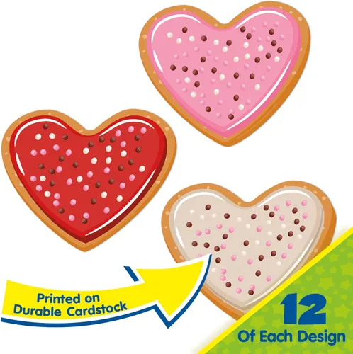 Vista 5 de Eureka Galletas de San Valentín recortadas de papel para decoración de aula para profesores, 36 piezas