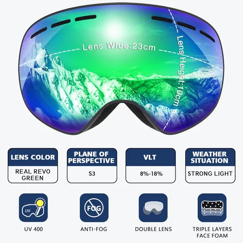 Vista 3 de OTG Ski Goggles PRO, Frameless 100% UV Protection Anti Fog Ski Goggles Men, Snowboard Goggles Men/Women/Adult/Youth