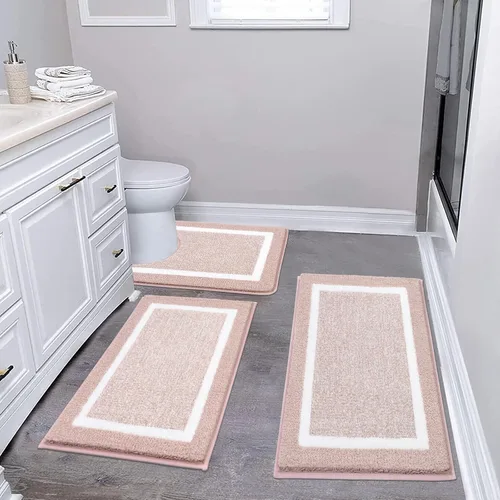 Vista 52 de Pauwer Juego de baño, alfombras de baño antideslizantes, alfombras de ducha absorbentes para suelo de baño, bañera y ducha, color azul aguamarina