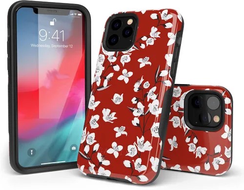 Vista 6 de Casely Funda para iPhone 11 Pro Max Funda floral de cerezo rojo