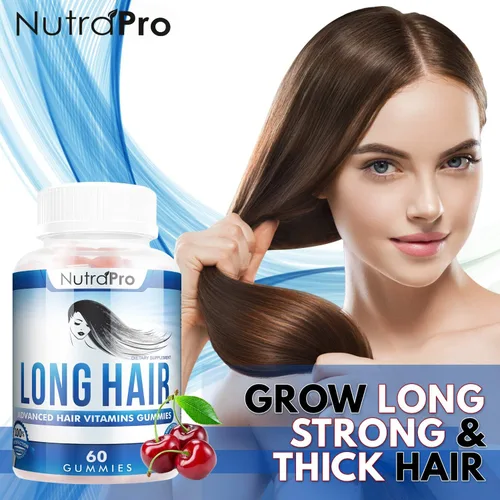 Vista 3 de NutraPro Gomitas de cabello largo – Suplemento anti-pérdida de cabello para un crecimiento más rápido del cabello débil y adelgazante – Crece