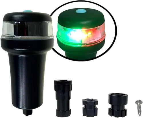 Vista 10 de Pactrade Marine Luces de navegación para barcos LED - Luces de navegación rojas y verdes alimentadas por batería para barcos - Adaptador y soportes