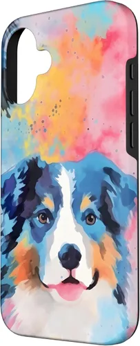 Vista 2 de Australian Shepherd Watercolor Tie Dye Case for iPhone 16