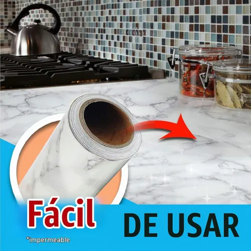 Vista 3 de Autoadhesivo de vinilo de mármol para encimera, impermeable, rollo de revestimiento de cajón, 89 x 16 pulgadas, papel tapiz que se puede utilizar