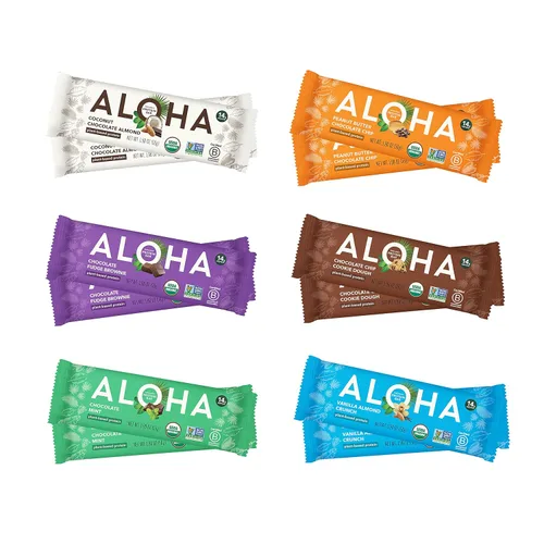 Vista 8 de ALOHA Barras de Proteína Orgánicas a Base de Plantas - Paquete de Variedad de 6 Sabores - 12 Unidades, Barras de 1.9oz - Aperitivos Veganos, Bajo