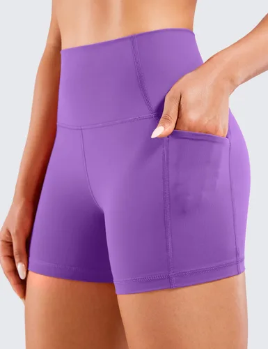 Vista 3 de CRZ YOGA Naked Feeling Pantalones cortos de ciclismo para mujer, 4, 5, 6 y 8 pulgadas, cintura alta, para yoga o gimnasia, con elastano, bolsillos