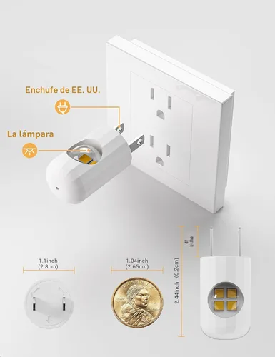 Vista 6 de Paquete de 6 mini luces LED nocturnas enchufables de pared - Del anochecer al amanecer encendido y apagado automático, 2700 K blanco cálido