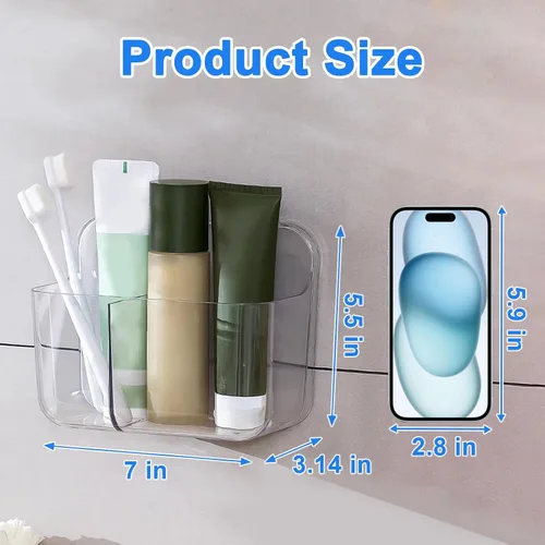 Vista 2 de Diesisa Organizador de Pared de 2 Piezas de Acrílico, Organizador Adhesivo Transparente para Puerta de Gabinete, Estantes de Baño para Pared, Sin