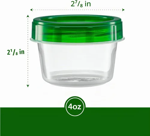 Vista 7 de ELEGANT DISPOSABLES Recipientes con tapa giratoria, tapas verdes (4 onzas, 20 unidades)