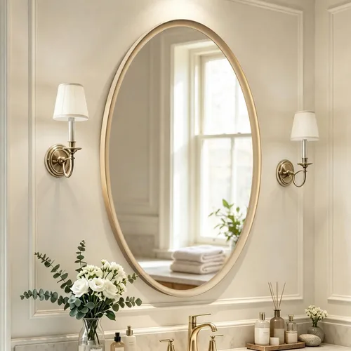 Vista 18 de USHOWER Black Oval Bathroom Mirror 20x30 Inch, Oblong Vanity Mirror
