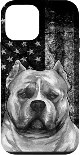 Vista 16 de Patriotic American Bully Dog on Grunge American Flag Dog Case for iPhone 17