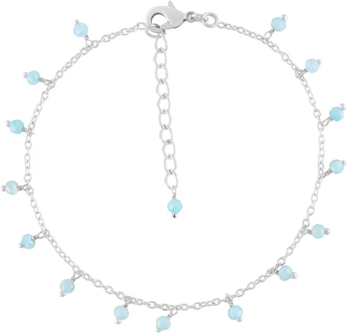 Vista 45 de Yanara Tobilleras de piedras preciosas para mujer, piedra natal natural, chapada en plata, joyería hecha a mano en 8.5 + 1.5 pulgadas, cristales