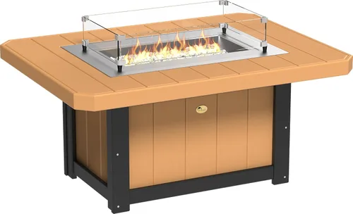 Vista 12 de LuxCraft Mesa rectangular de gas propano de 51 pulgadas para patio al aire libre con protector contra el viento de vidrio templado y cubierta