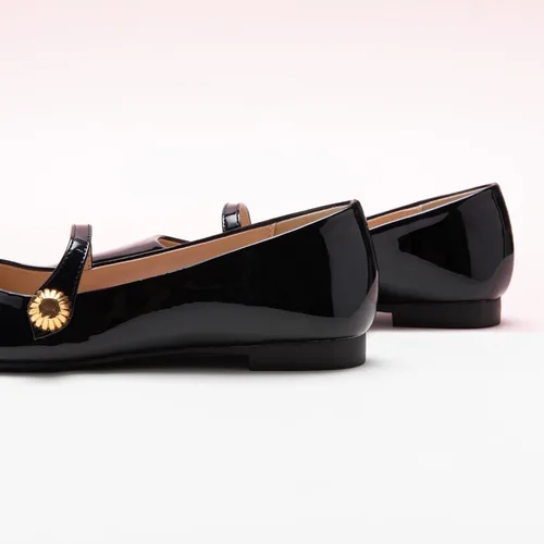 Vista 3 de C.Paravano - Zapatos de cuero tipo Mary Jane para mujer, planos, de punta cuadrada