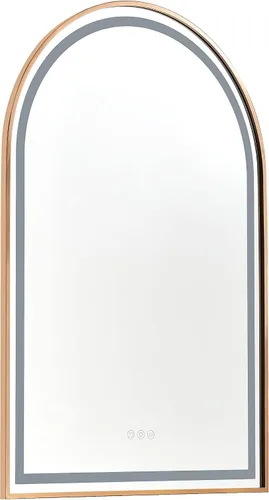 Vista 3 de 39 pulgadas de ancho x 26 pulgadas de alto, espejo LED rectangular de gran tamaño con marco de oro rosa, antiniebla, regulable, para montaje