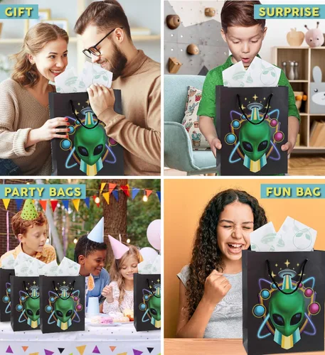 Vista 3 de DolliBu Alien - Bolsa de regalo grande con papel de seda y asas, 13 pulgadas