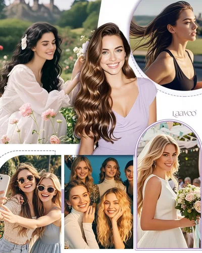 Vista 4 de LaaVoo Extensiones de cabello humano real con pinzas, extensiones de cabello humano negro azabache, extensiones de cabello liso y suave, 12